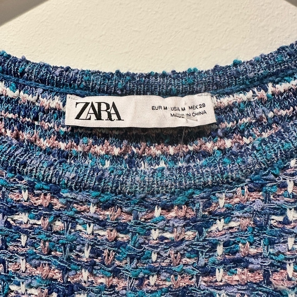Zara Blue Metallic Thread Knit Top - Picture 9 of 10